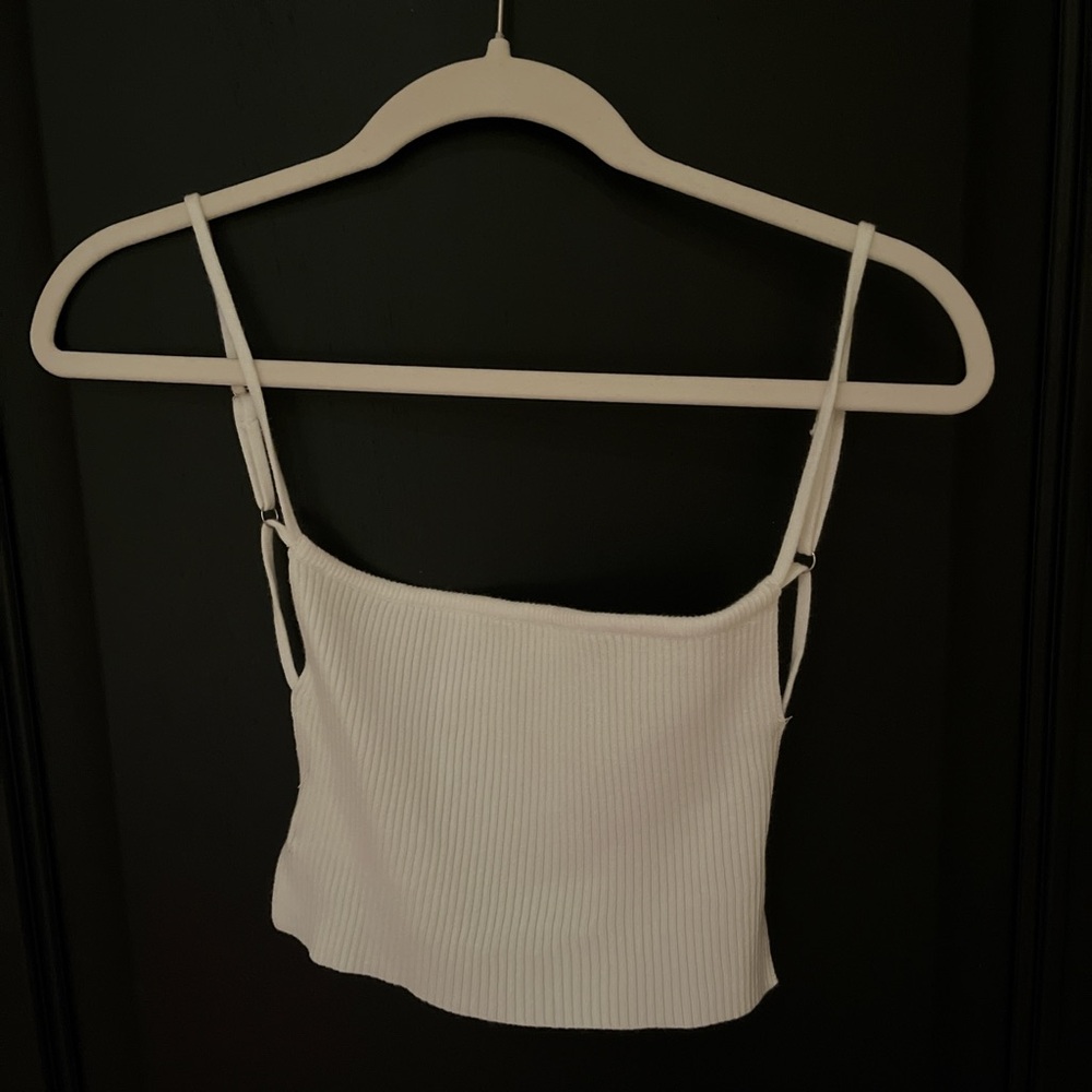 White Ribbed Women's Top